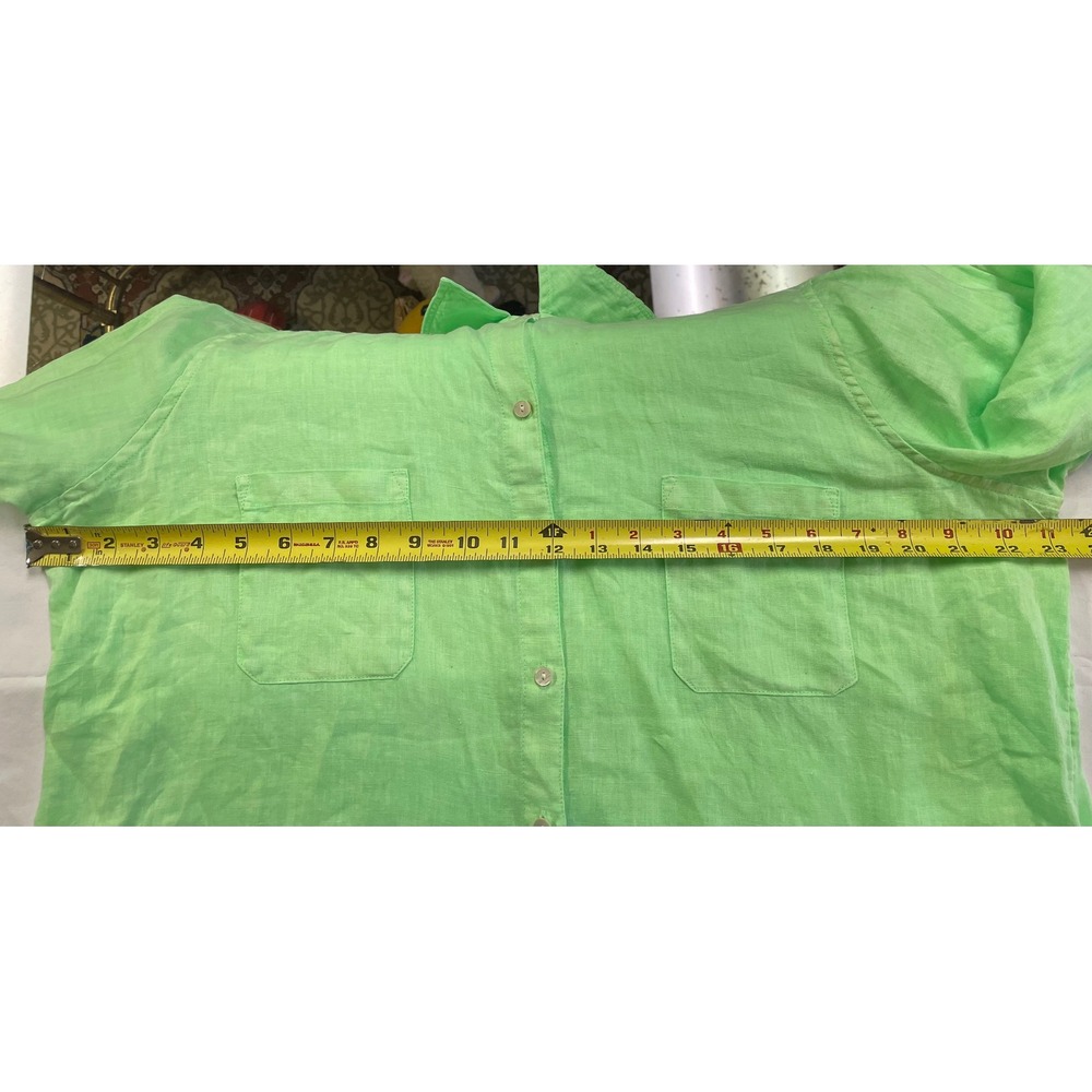 Lilly Pulitzer Sea View Green Linen Button Up Shirt Coastal Resort Preppy XL - Picture 7 of 15